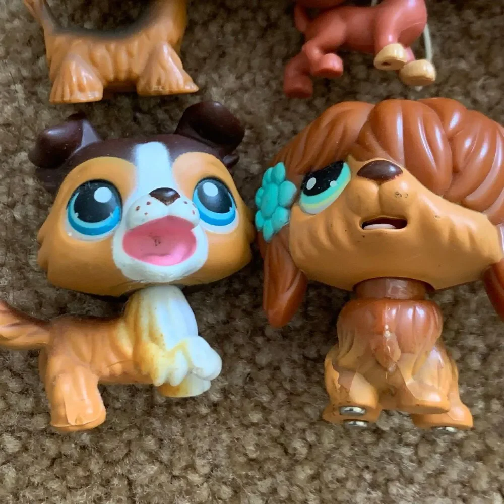 Littlest pet shop lot of 9 dogs poodle Dalmatian collie